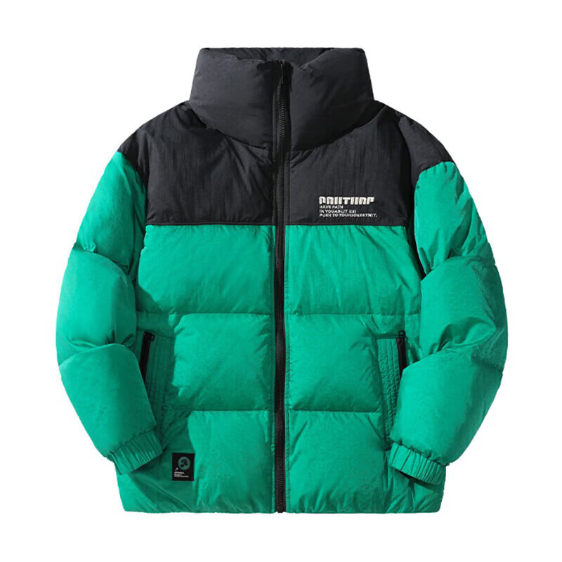 邦约恋人美式复古潮牌拼色羽绒服男2025冬季新款高充绒加厚保暖外套情侣款 珊瑚绿 GY7253 2XL 建议体重 166-185斤