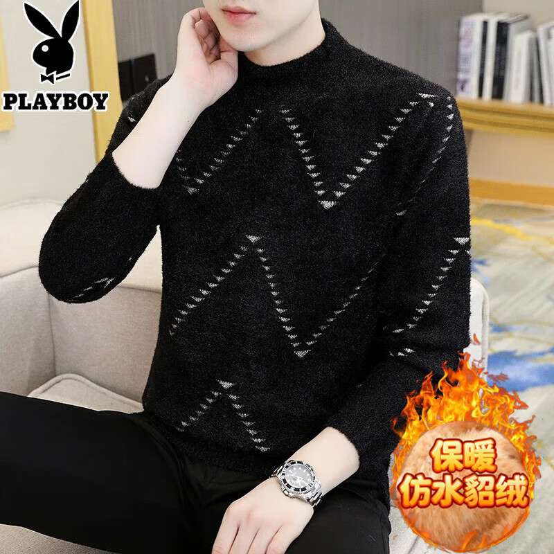 ���ڲ������������Ӱ����ë����ʿ�ﶬ���Ӻ����֯��������Ƹ߶��ڴ�ë�� 10721/9105��ɫ 3XL Լ160-185�� 68Ԫ