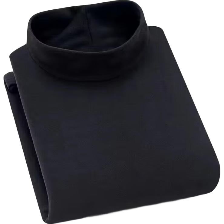 双面德绒打底衫男长袖t恤加绒保暖内衣男士百搭圆领休闲上衣SMG 半高领黑色 2XL 建议130-145斤