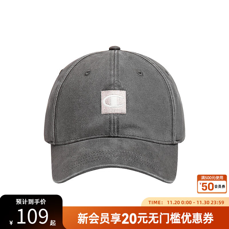 Champion冠军2025春季新款棒球帽休闲男女情侣潮流简约鸭舌帽百搭 灰色 均码