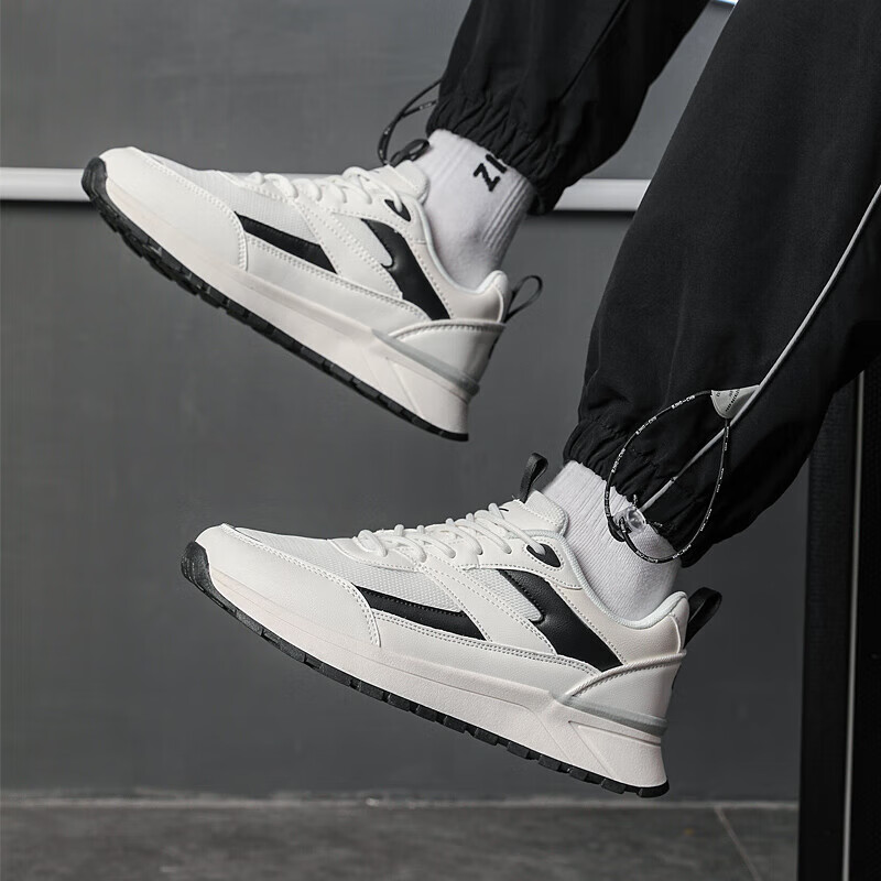 回力男鞋休闲鞋子男阿甘鞋老爹鞋户外运动鞋 白黑 39