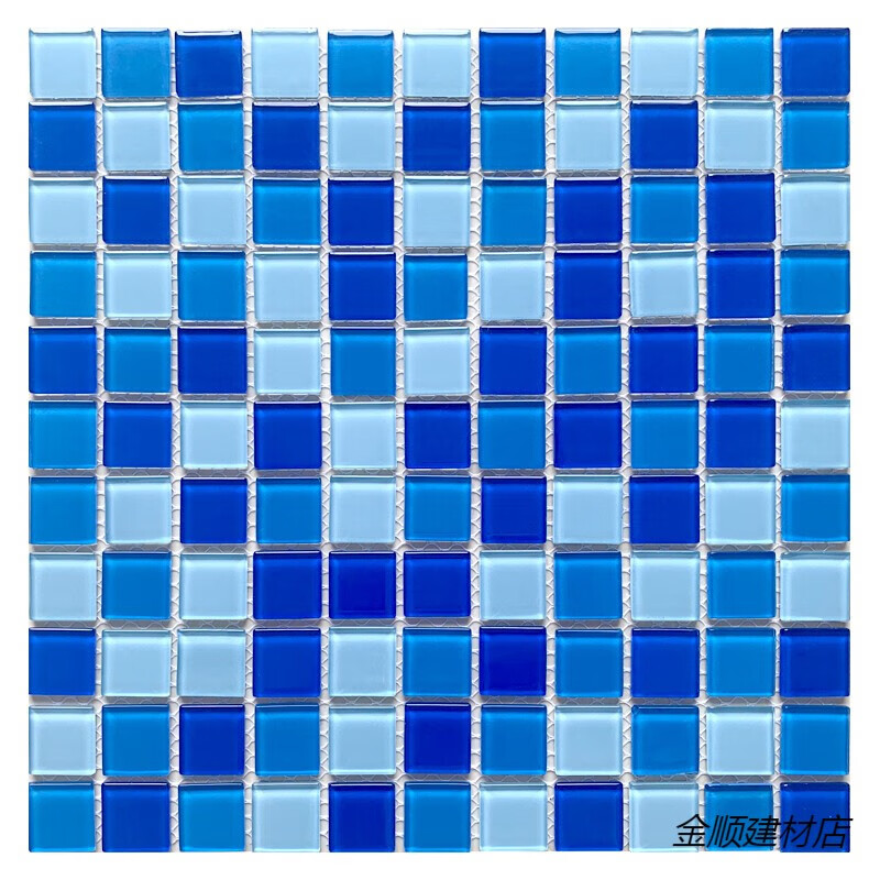 花乐集游泳池专用马赛克瓷砖水晶玻璃鱼池水池泳池卫生间浴池户外墙砖 25三色蓝