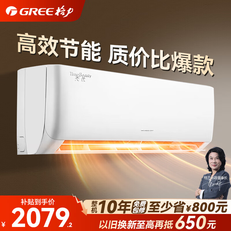 格力（GREE）空调1.5匹 天仪 新一级能效 变频节能 高温自清洁 冷暖两用 壁挂式卧室家用空调挂机省电国家补贴  1.5匹 一级能效 【7档风速 节能低噪】