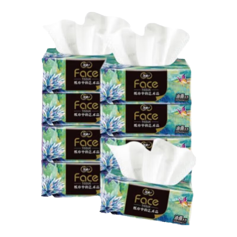 洁柔抽纸 艺术油画系列 擦手纸巾4层80抽餐巾纸可湿水面巾纸 4层 80抽*4包