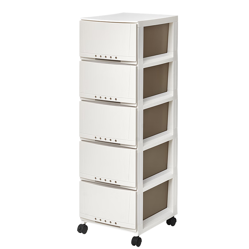 TENMA天馬大容量抽屜式收納柜客廳臥室儲物整理柜子縫隙柜生活時尚3405 1個裝 卡其色【42*34*109cm】