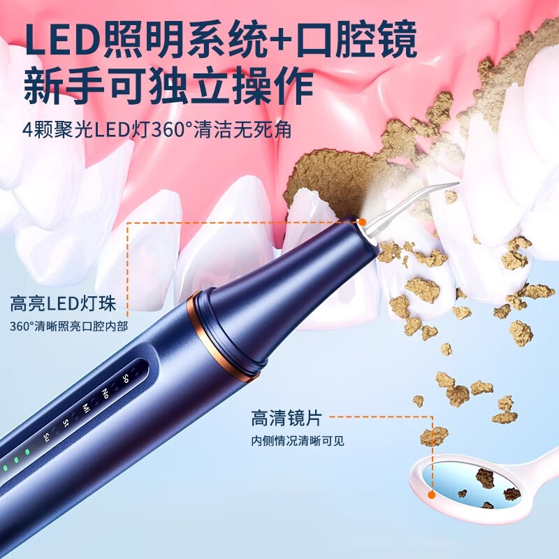 飒望【热销100W丨牙医推荐】德国超声波洗牙器冲牙结石去除神器家用电动洁牙仪牙齿清洁污垢除牙垢送礼 【宝石蓝】2000W超声波 5档强劲动力 有效去除 2025最新款洁牙器家用去牙结石去除器