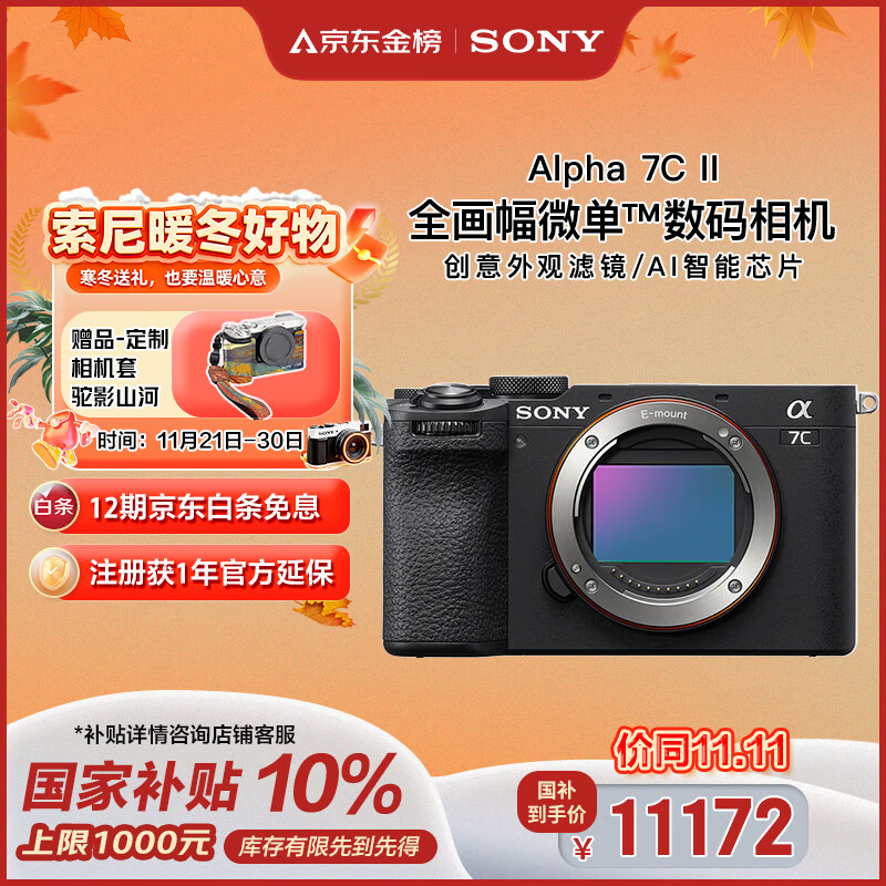 索尼（SONY）Alpha 7C II全画幅微单相机 创意外观滤镜 黑色 单机身（a7c2/A7C II/A7CM2）