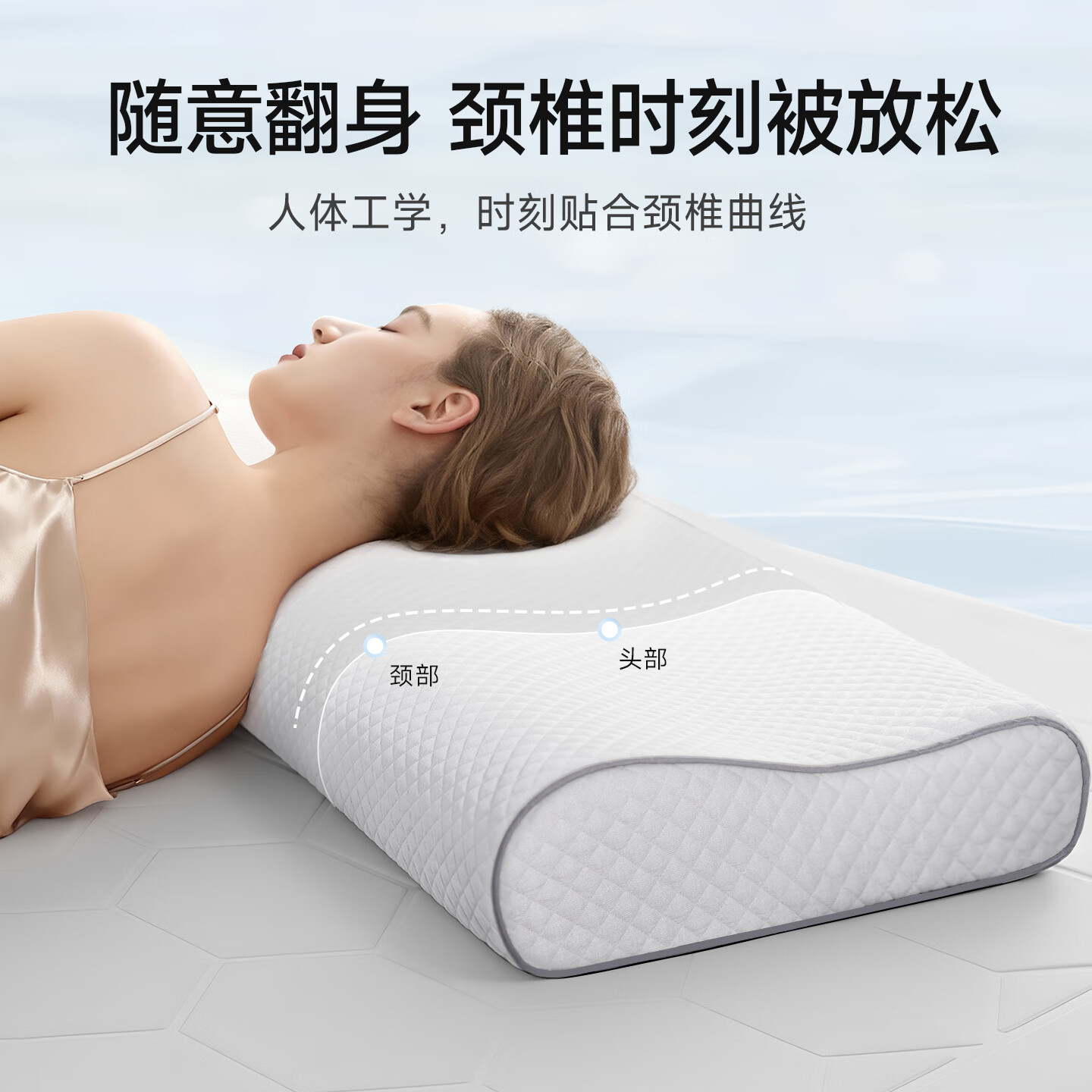 茶礼世家枕头颈椎枕护颈枕睡眠颈椎病深度睡觉专用学生宿舍成人记忆棉枕头 7A抗菌护颈枕 （60*35*7/9）