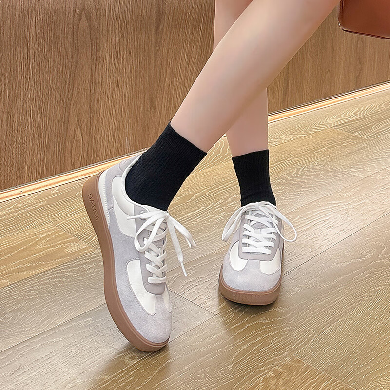 DARSII德训鞋女鞋2026春季新款运动休闲鞋学生百搭情侣小白鞋平底板鞋男 摩卡灰 41