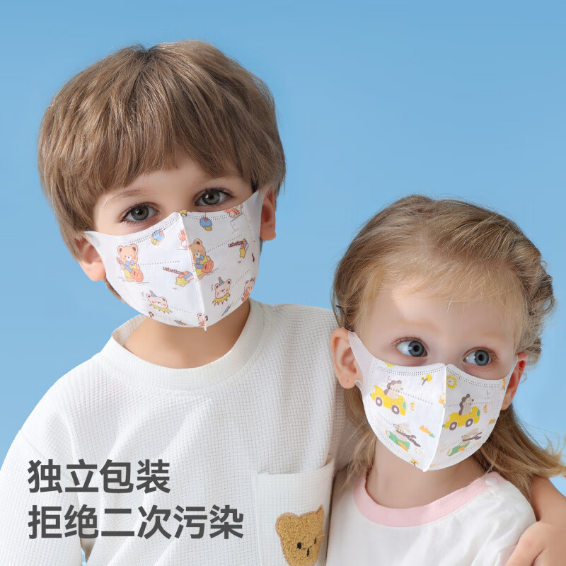 贝肽斯宝宝一次性口罩口罩3到6岁儿童3D立体婴幼儿透气防护专用口耳罩 冬日绮梦(32片装)【7A级儿童专用】 M码【3-6岁】宽耳款