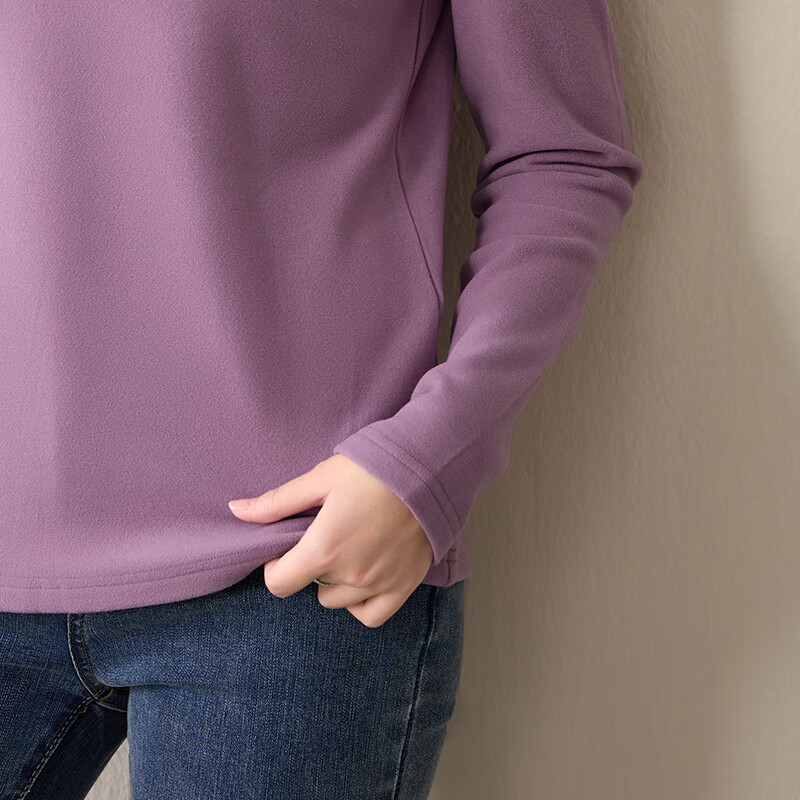 子牧棉麻秋冬装 女韩版双面磨毛德绒圆领长袖打底衫加厚保暖上衣8699 香芋色圆领德绒款 加厚 2XL (建议130-145斤)