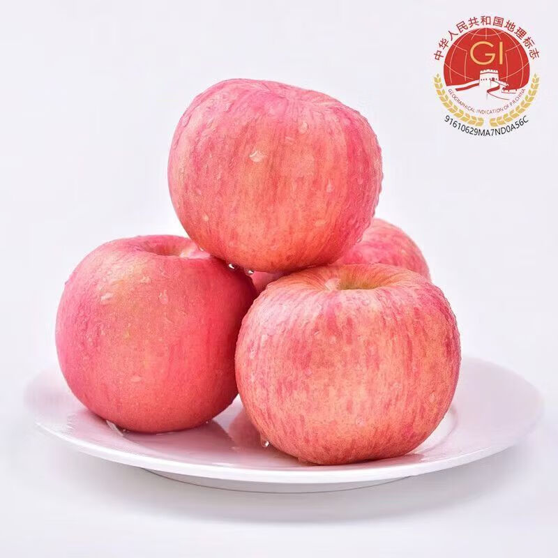 正宗洛川苹果当季现摘新鲜红富士果净重4.5斤 70mm起彩箱 12枚礼盒（带箱7斤，大果：80-85mm）