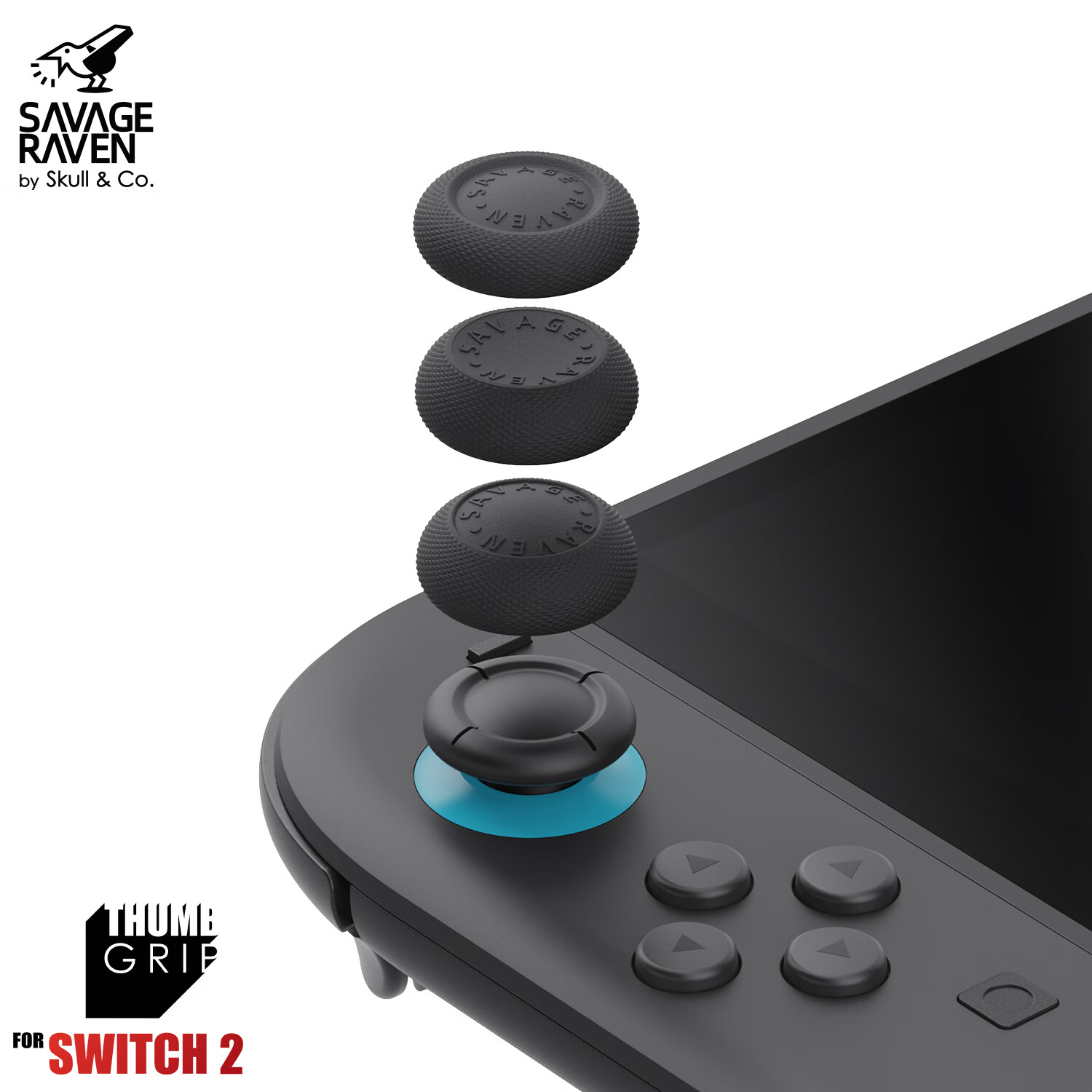 Skull & Co.Switch2 Joycon摇杆帽 防滑防汗保护摇杆 提升手感 skullco 骷髅雾鸦 Savage Raven 浅蓝浅红