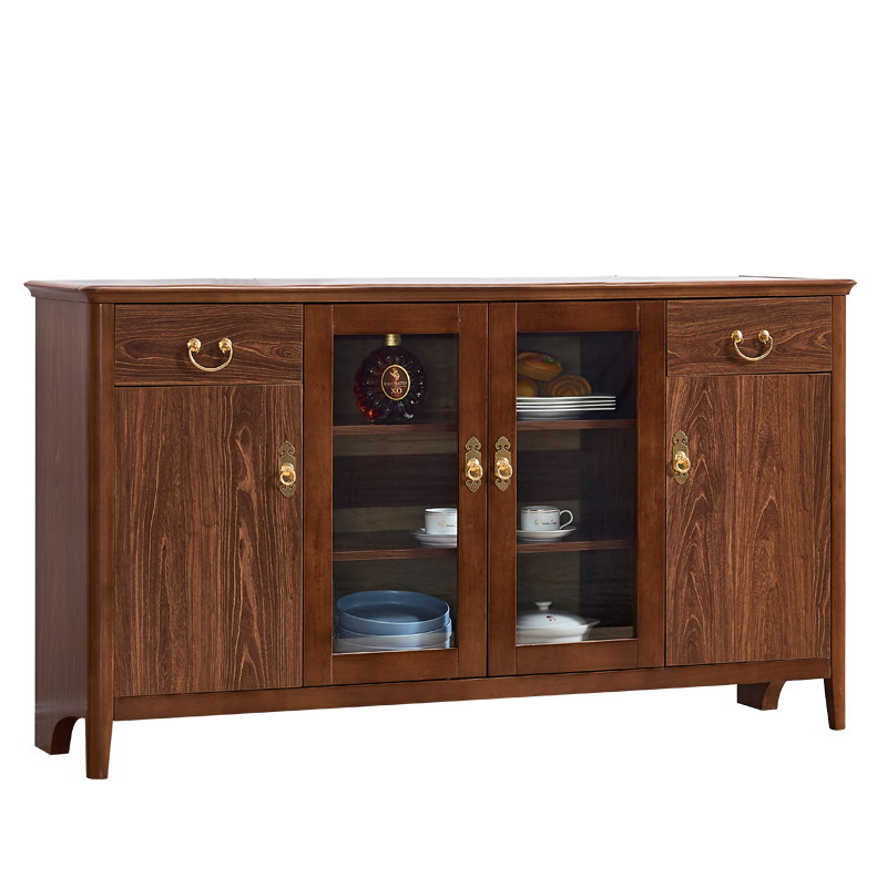 慕澜 新中式餐边柜茶水柜实木边框厨房柜子家用办公室储物柜客厅茶柜 A-682 送货到家并安装