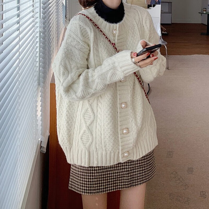 京蝌蝌盐系炸街女洋气穿搭减龄可盐可甜温柔风毛衣初春日系针织开衫