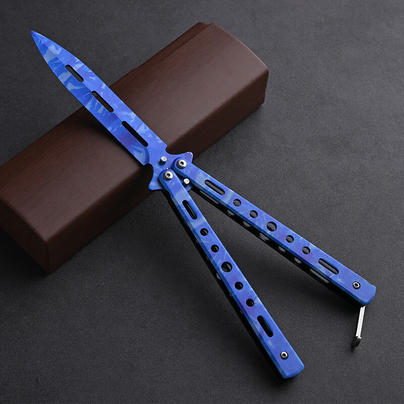 星屑蝴蝶练习刀折叠刀未开刃甩手刀全钢花式蝴蝶训练刀萝卜刀网游周边