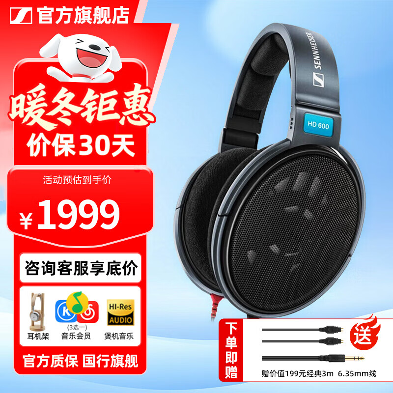 森海塞尔HD660S2 HD600 HDB630 HD650 HD800S HD620S头戴有线耳机高保真HiFi发烧友旗舰级耳麦生日礼物 HD600【HIFI高保真耳机】