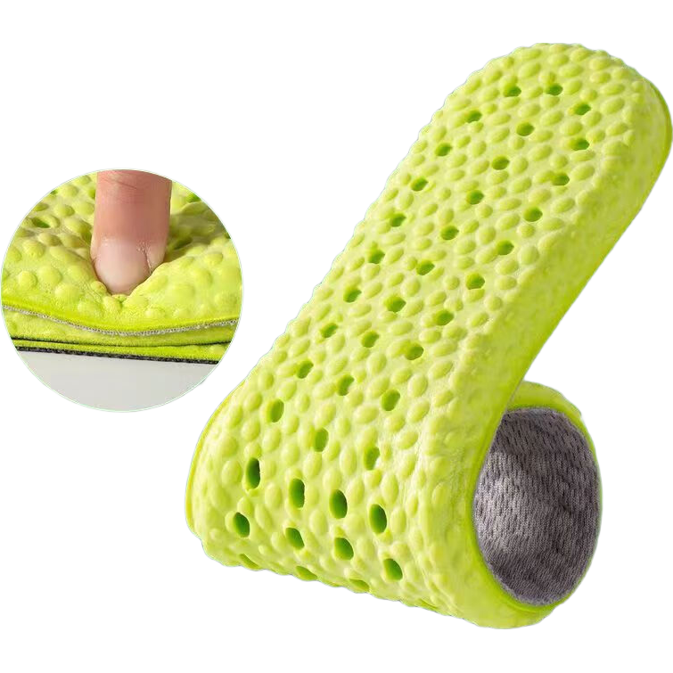 踩屎感艾草除臭鞋垫男女士超软运动气垫减震久站不累防痛脚痛鞋垫 大力棉绿灰3双 41码-42码