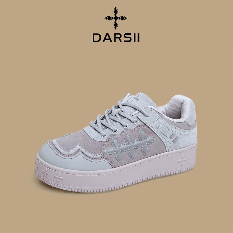 DARSII香港达斯休闲鞋春季新款百搭舒适防滑耐磨低帮板鞋男女运动休闲鞋 摩卡灰 38
