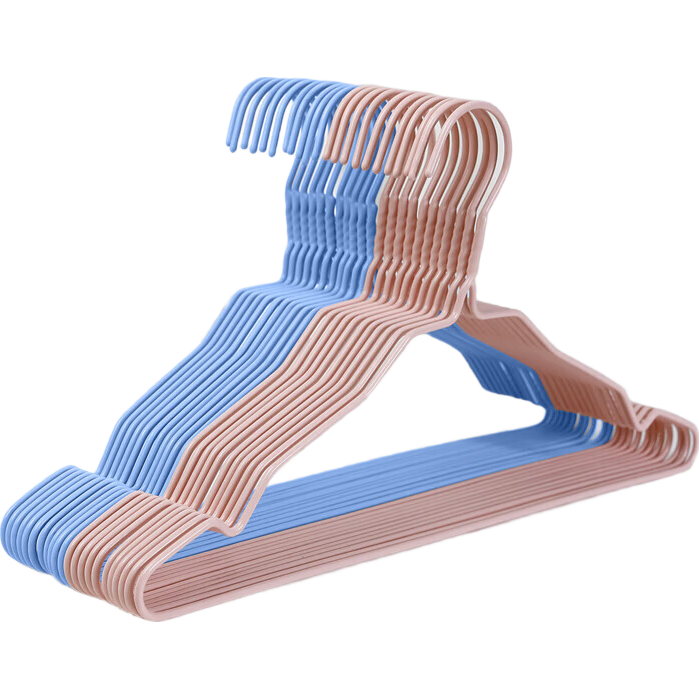 凹槽防滑浸塑衣架晾衣架衣服架挂衣服撑子家用衣架随机色 天蓝色 20个