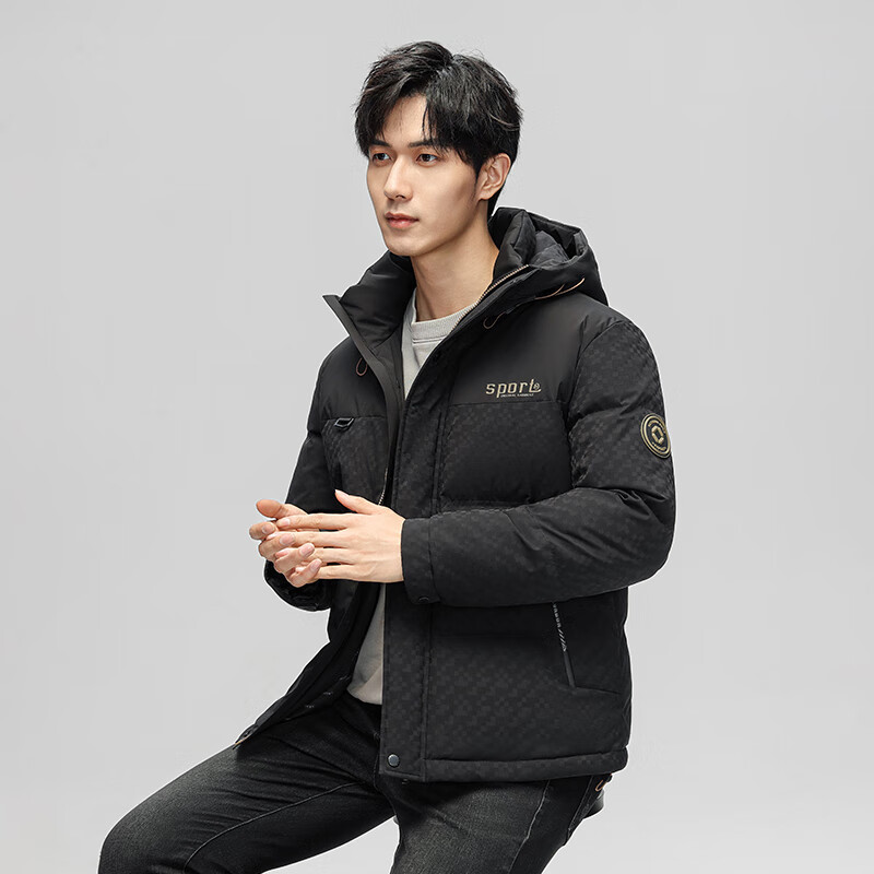 THE URBAN NICE官方品牌连帽羽绒服男冬季新款休闲商务加厚保暖90%白鸭绒面包服 奢华黑【新国标90%白鸭绒】-迷彩款 -官方正品 4XL 码【体重 建议175-190斤】