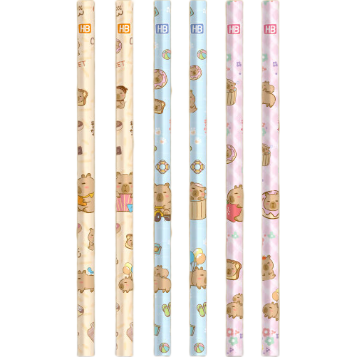 佳美卡皮巴拉书写铅笔2b无铅毒小学生专用幼儿园初学者写字笔儿童安全hb三角杆铅笔一二年级练字笔 HB-6支装卡皮巴拉铅笔