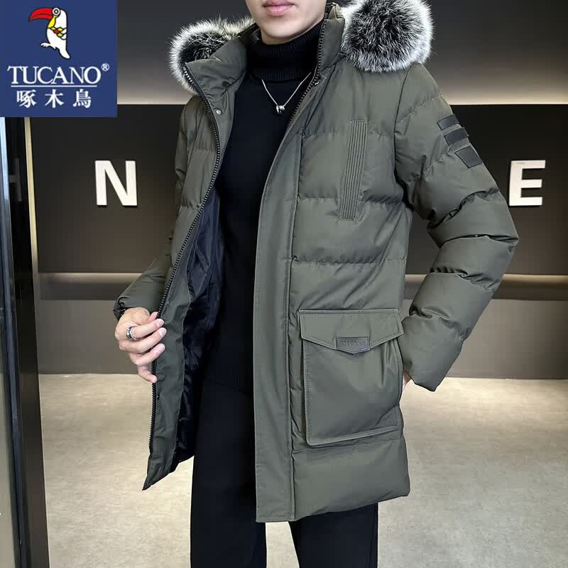 啄木鸟（TUCANO）棉服男士冬季宽松百搭透气保暖加厚多口袋工装外套 绿色   M