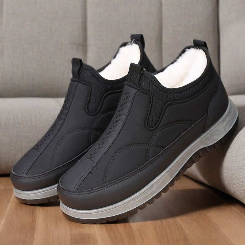 新款男老北京加厚加绒保暖防滑轻便一脚蹬雪地靴tb 黑色 40