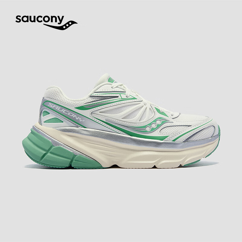 Saucony索康尼GUARD 2K复古跑鞋男女减震跑鞋透气休闲鞋跑步运动鞋子 白绿9 37