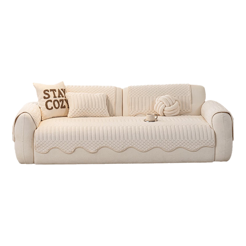 艾薇沙发垫坐垫冬毛绒沙发巾防滑实木皮沙发套罩盖布飘窗垫90*160布丁