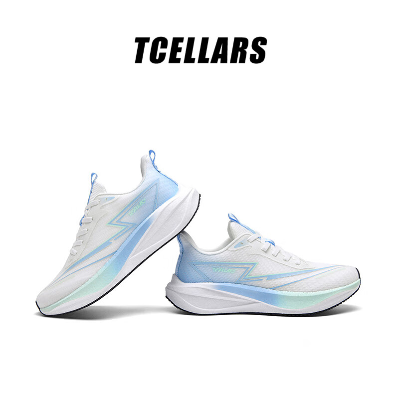 Tcellars雷电2.0 跑步鞋男鞋秋冬碳板缓震轻便入门跑鞋透气情侣运动鞋子男 白月蓝 39