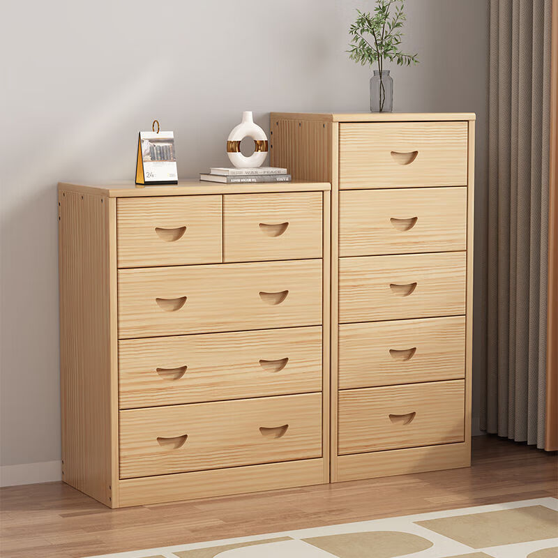 倘然之家实木收纳储物抽屉简易多功能松木斗柜现代搭配三四五六七斗橱 3柜无漆【50/40/70】1.5厚柜体