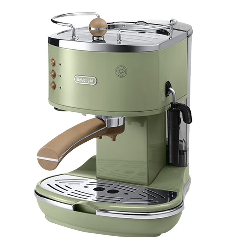 德龙（Delonghi）半自动咖啡机 家用小型 意式浓缩 泵压式咖啡机 复古系列 ECOV311.GR 橄榄绿