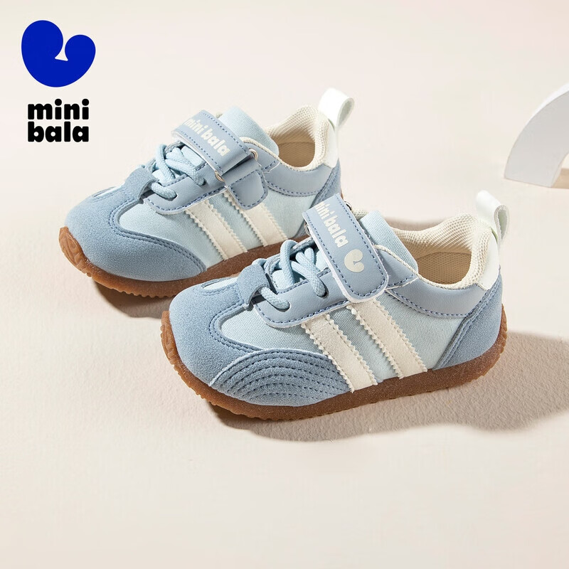 迷你巴拉秋季新款男女童德训鞋小童休闲运动鞋防撞宝宝 蓝色调 24 (内长15cm 参考脚长14.5cm)