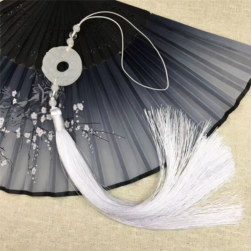恒久叶原创汉服白玉佩双色流苏情侣腰坠 白色