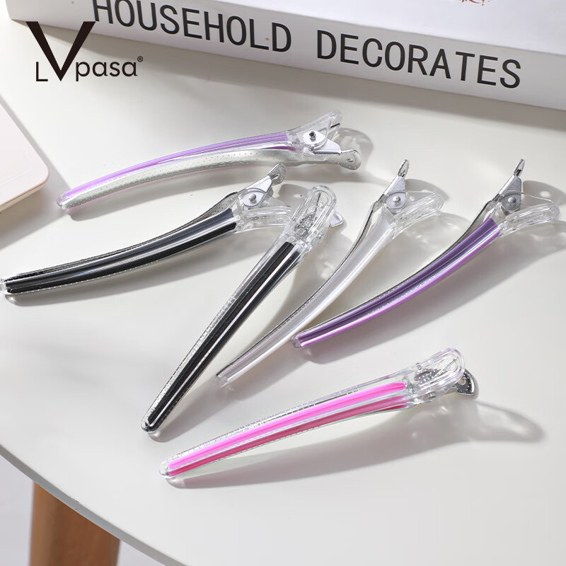 LVPASA理发店烫染剪发无痕夹美发夹子发型师用分区固定鸭嘴夹造型女生用 【6个】-白色