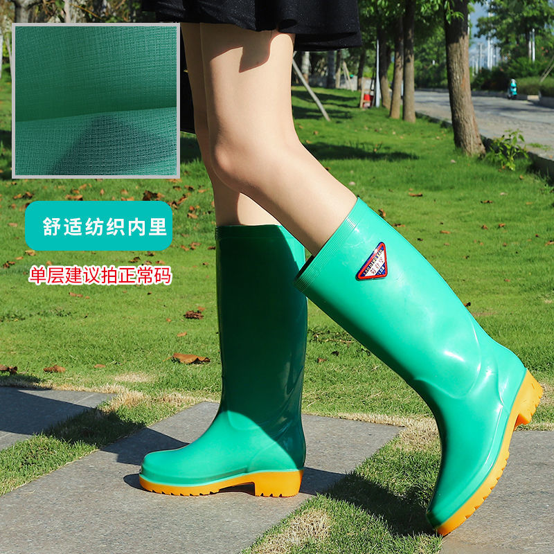 子扦抣施脱鞋时尚女士雨鞋加绒可拆保暖水鞋雨靴四季女款防滑防水高筒