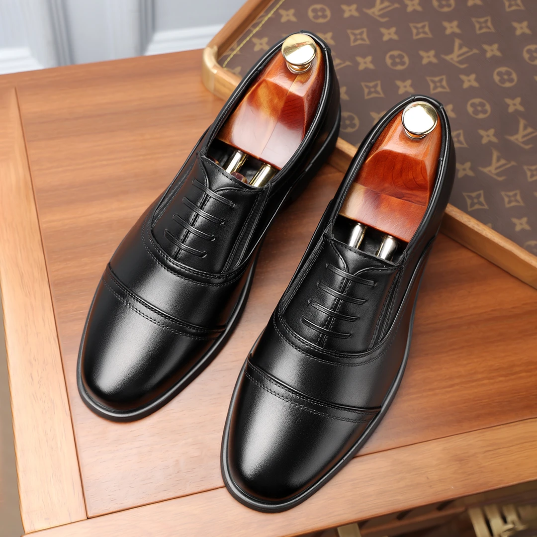 男士商务正装皮鞋英伦风防滑耐磨男鞋 （货号001）黑色 39