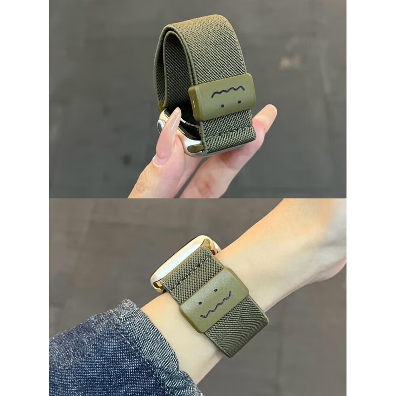 适用苹果iwatchS11表带新款酒红色可爱涂鸦S10回环磁吸编织纹表带 涂鸦编织吸磁扣-玫瑰粉 38MM 1/2/3代