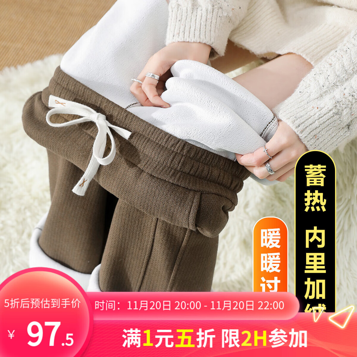 德玛纳（dme）【加绒保暖】高腰直筒慵懒风软糯糯米裤小个子松紧腰休闲裤阔腿裤 橄榄绿 M