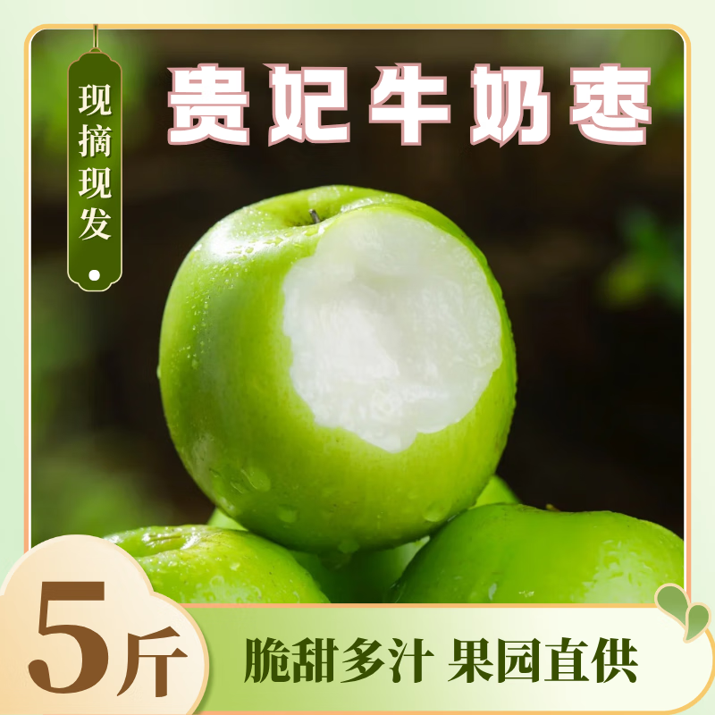 三萌果蔬福建贵妃牛奶大青枣蜜枣脆甜枣当季新鲜孕妇水果现摘现发送礼整箱 5斤优选装【清甜多汁】净重5斤