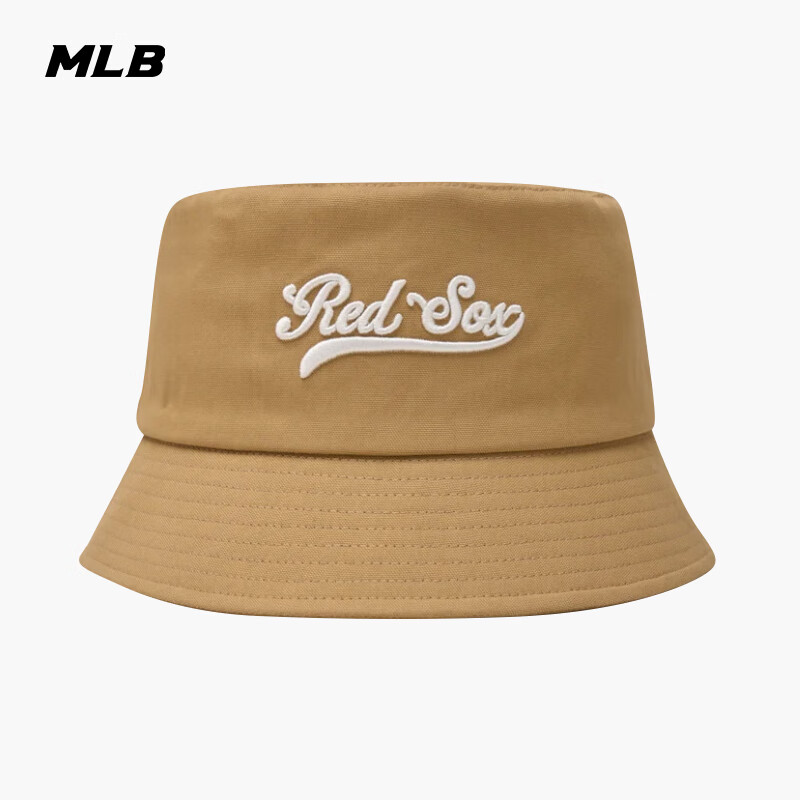 MLB男女學(xué)院風(fēng)時(shí)尚休閑平頂漁夫帽 戶外休閑帽 波士頓隊(duì)/深米色 57H