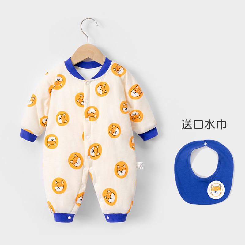 迷你木木屋婴儿连体衣冬季男宝女宝保暖哈衣纯棉夹棉加厚爬服冬装 桔子旺旺 59cm 京东折扣/优惠券