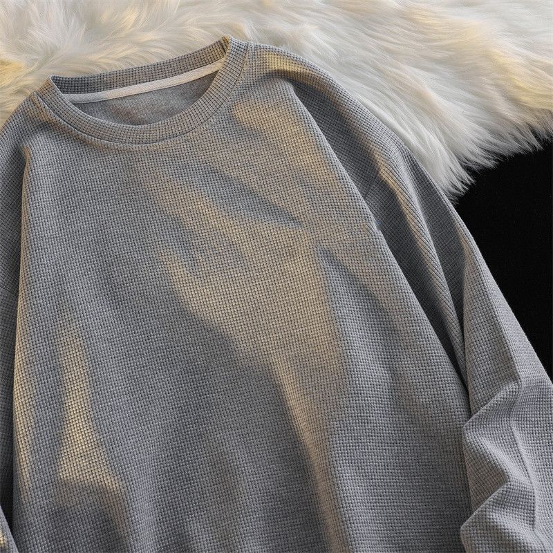 东馨鸟高级灯芯绒衬衫春秋款潮牌ins痞帅长袖潮流衬衣日系复古外套 灰色华夫格卫衣 3XL