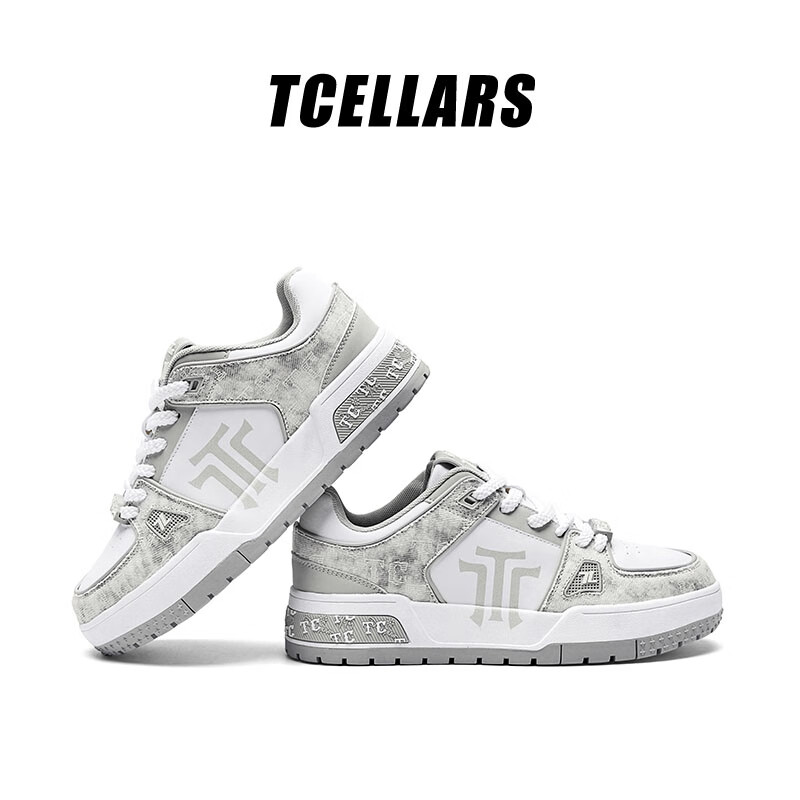 Tcellars板鞋男鞋2025冬季新款轻奢涂鸦潮鞋低帮厚底复古百搭休闲鞋子男款 复古灰（Tpai） 42