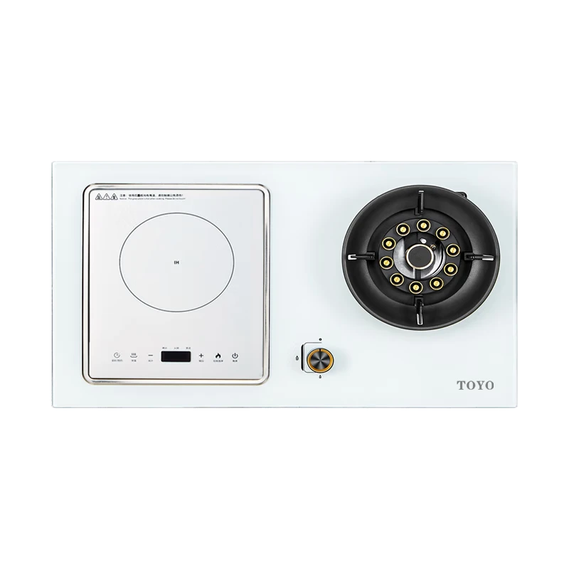 東洋（TOYO）气电两用灶一气一电两用灶电磁炉燃气灶气电灶二合一电磁炉台嵌两用 [左气右陶]白色九腔猛火+3500W电陶炉 液化气