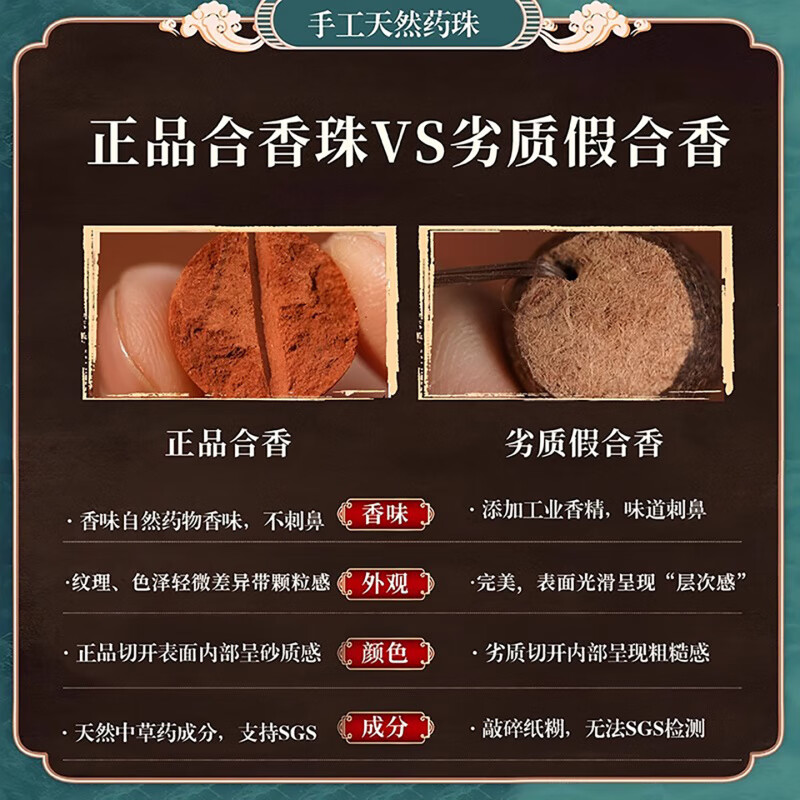 同仁堂(TRT)中药手串合香珠古法遗润肺行气化痰平衡气血养生药香珠串 肺热咳嗽、行气化痰 10mm