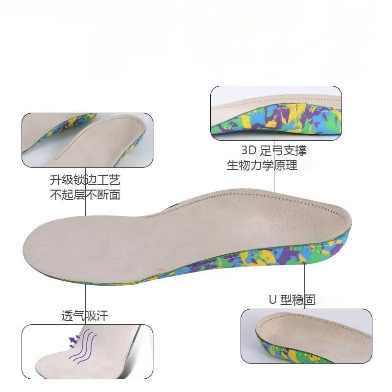 矫姿兰诺（JIAOZILANNUO）扁平足矫正鞋垫儿童足外翻矫正垫宝宝内八字纠正X型腿足弓支撑垫 白色迷彩底 1双 34码（内长22厘米）可裁剪