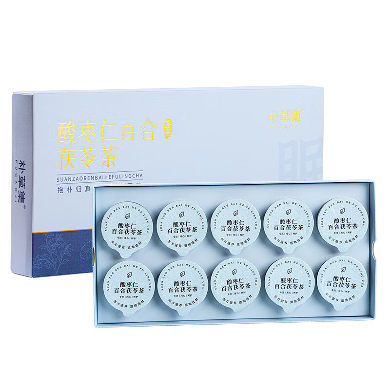 朴草集酸枣仁百合茯苓茶 独立小罐礼盒装 熬夜党安神助眠养生冲泡茶饮 170g/盒(17克*10罐) 药食同源食材 无硫无添加