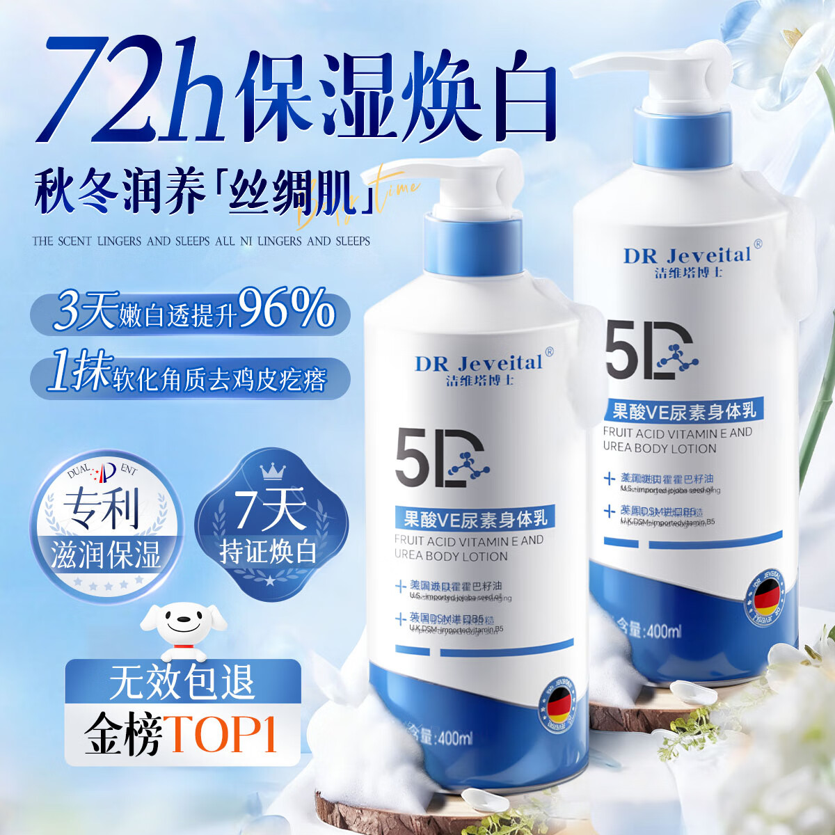 DR JEVEITAL 洁维塔博士果酸柔滑身体乳尿素霜补水保湿干燥皮肤止痒润肤乳保湿滋润去鸡皮